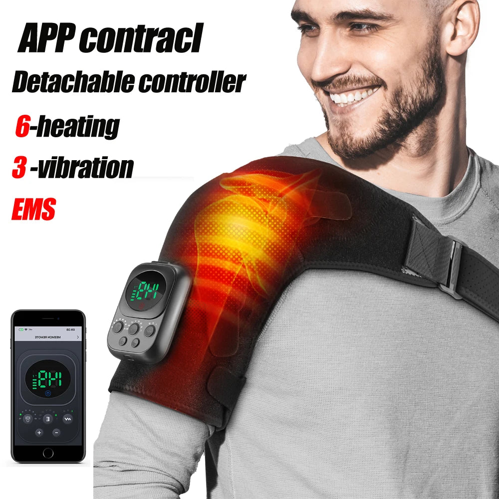Electric Shouldert Heating Pad Vibration Heated Shoulder Muscle Relax Belt Wireless Mobile Phone Control Shoulder Support Brace