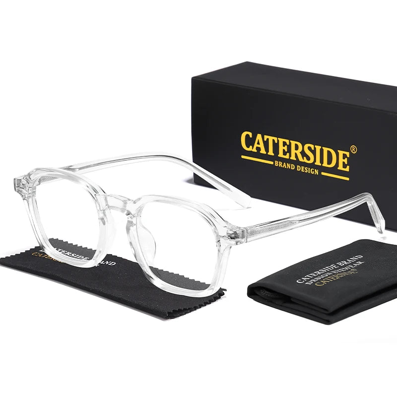 CATERSIDE Square Men's Optical Eyeglass Frame Retro High Quality Brand Eyewear Women's Anti Blue Light Decoration Glasses