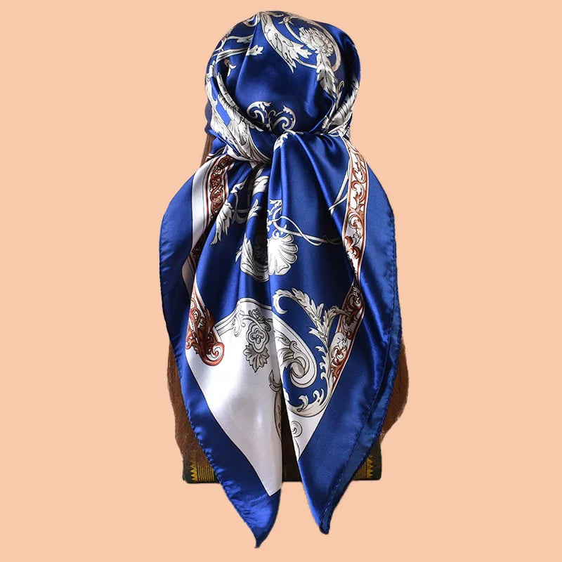 1PC Women's Fashion Satin Square Scarf 90x90inch Multi-use Beach Headscarf Hair Towel Party Accessory Top Quality