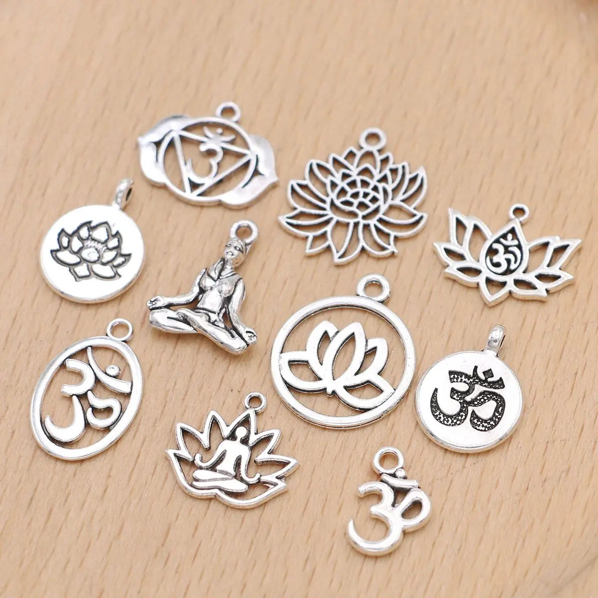 10PCS Silver Plated Yoga Charms Pendant for Jewelry Making Necklace Earrings Bracelet DIY Findings Craft Mix