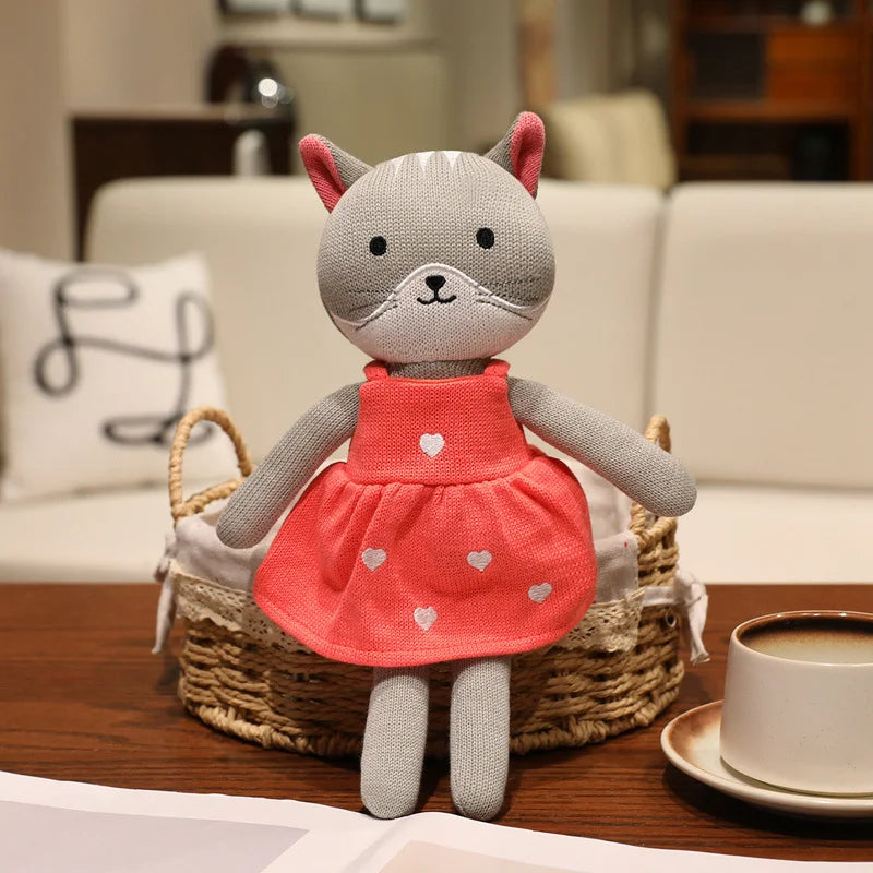 1pc 30cm Cute Rabbit Wear Cloth With Dress Plush Toy Stuffed Soft Animal Dolls Panda Cat Dog For Baby Birthday Gift