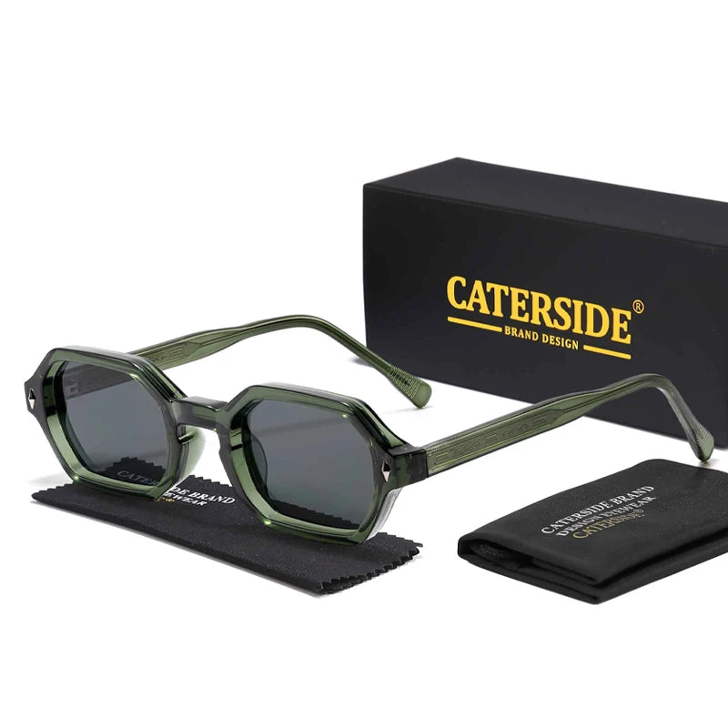 CATERSIDE Fashion Polygon Sunglasses Men Small Frame Gradient Lens Sun Glasses for Summer Beach Party Ideal Choice for Gifts