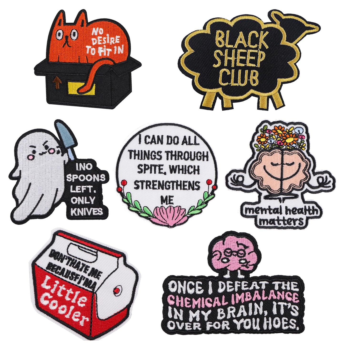 Black Sheep Club Embroidery Patch Funny Quotes Iron On Patches For Clothing Thermoadhesive Patches On Clothes DIY Sew Badges