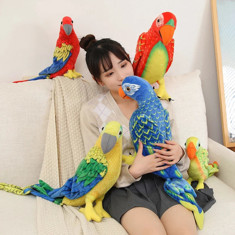 50/70cm Cute Lifelike Parrot Plush Stuffed Animal Toy Soft Kawaii Simulation Bird Dolls for Children Girls Baby Birthday Gift