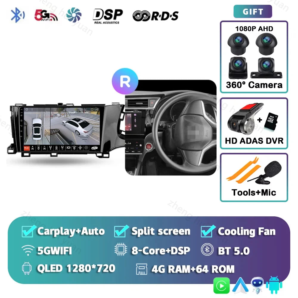 For Honda Shuttle 2 2015 - 2020 Android 15 12+256GB CarPlay Auto Car Radio Multimedia Video Player GPS stereo Head Unit 4G WIFI