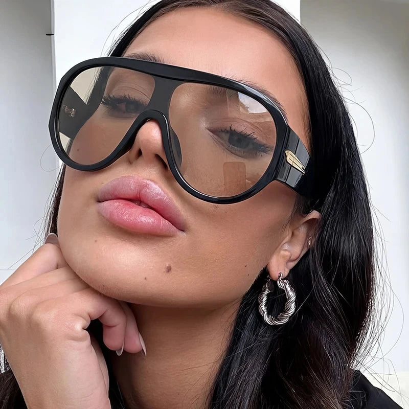 JNPCXI Oversized One-Piece Shield Sunglasses Women Luxury Brand Flat Top Windproof Sun Glasses Ladies Y2K Punk Goggle Shades
