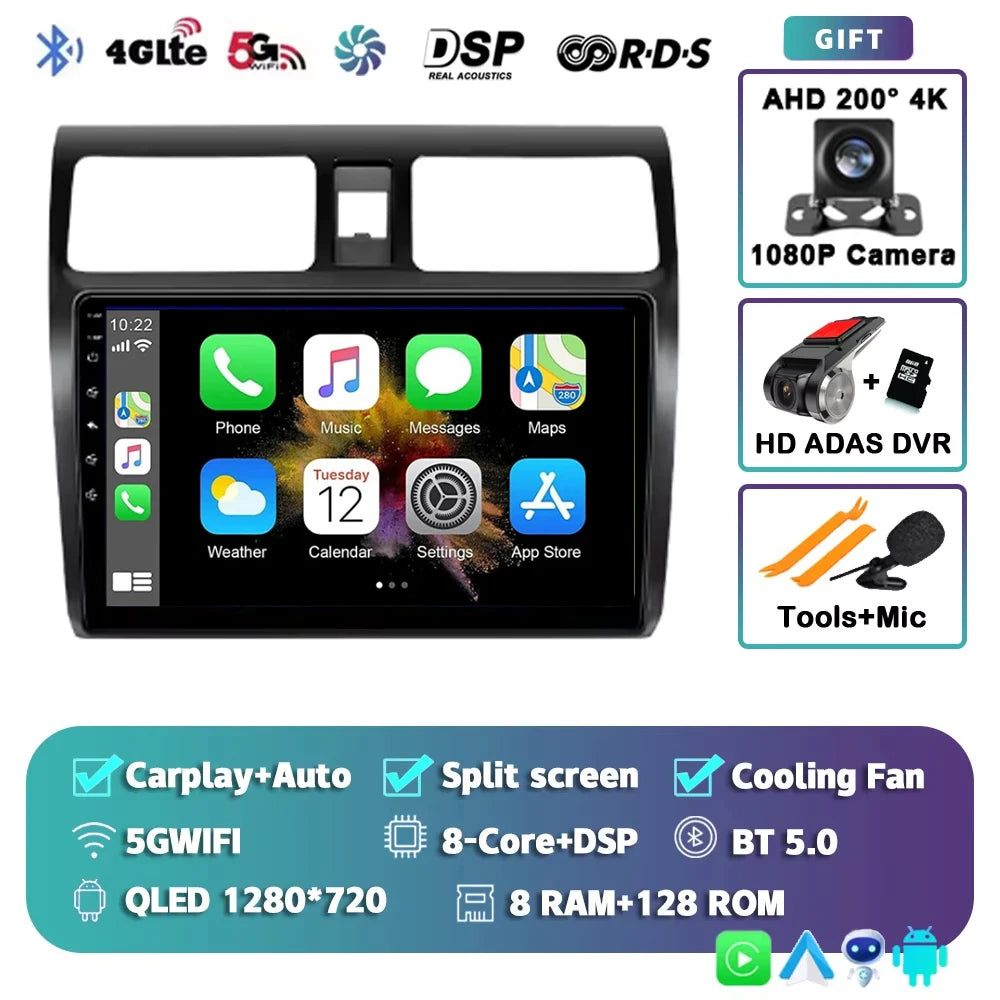 Android 15 2K 12+256GB  For Suzuki Swift 2003 - 2010 Car Radio Multimedia Video Player wireless Carplay Android Auto GPS stereo