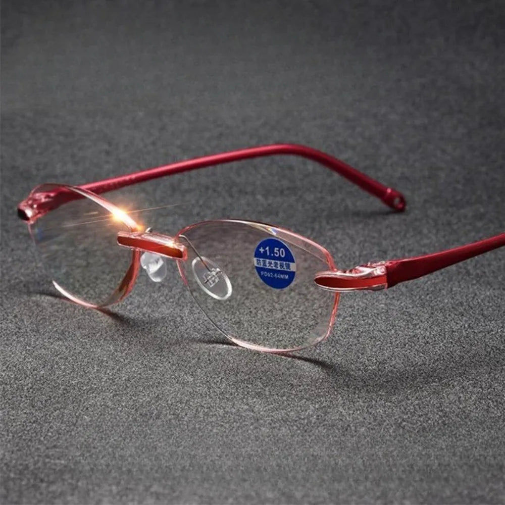 Women's Frameless Reading Glasses Bifocal Far and Near Blue Light Blocking Diopter +1.0 +1.5 +2.0 +2.5 +3.0 +3.5 +4.0