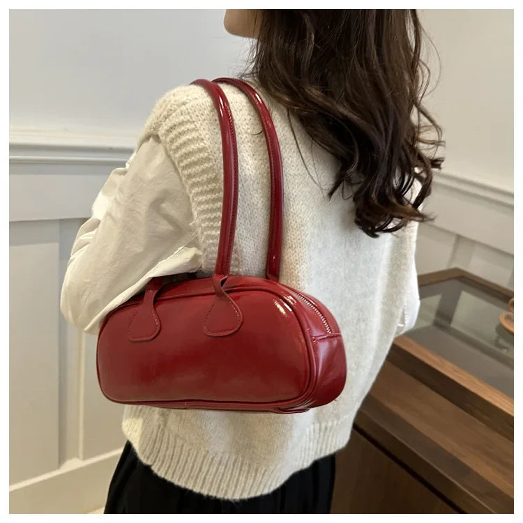 Advanced Sense Retro Pu Zipper Ladies Shoulder Bags Light Luxury Bags for Women