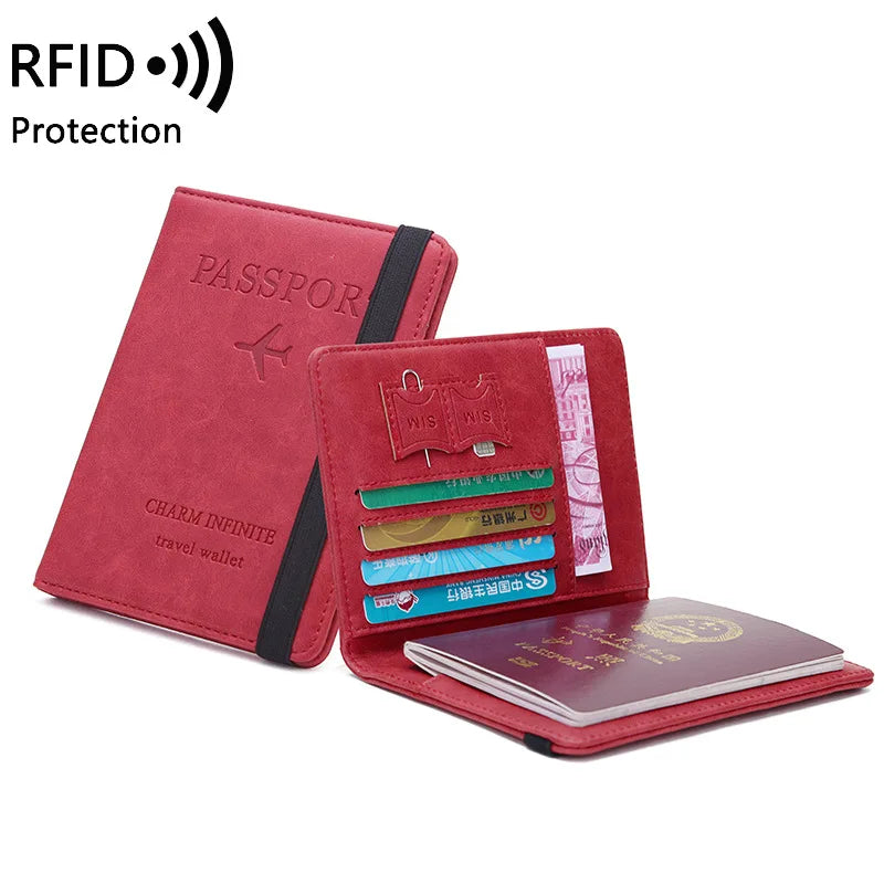 Women Men Travel Passport Holdr Cover Case RFID PU Leather Card ID Secure Wallet