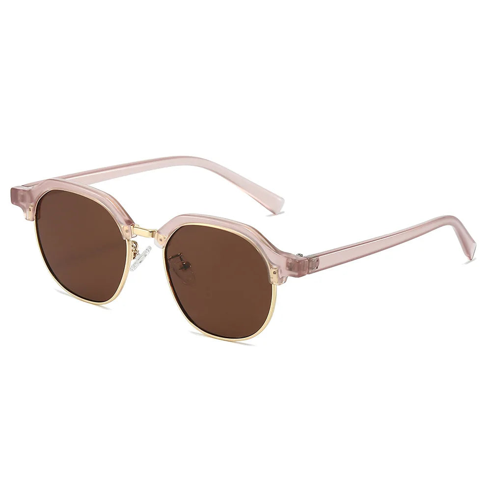 JNPCXI New Ins Popular Fashion Square Semi-Metal Women Sunglasses Shades UV400 Men Trending Clear Lens Frame