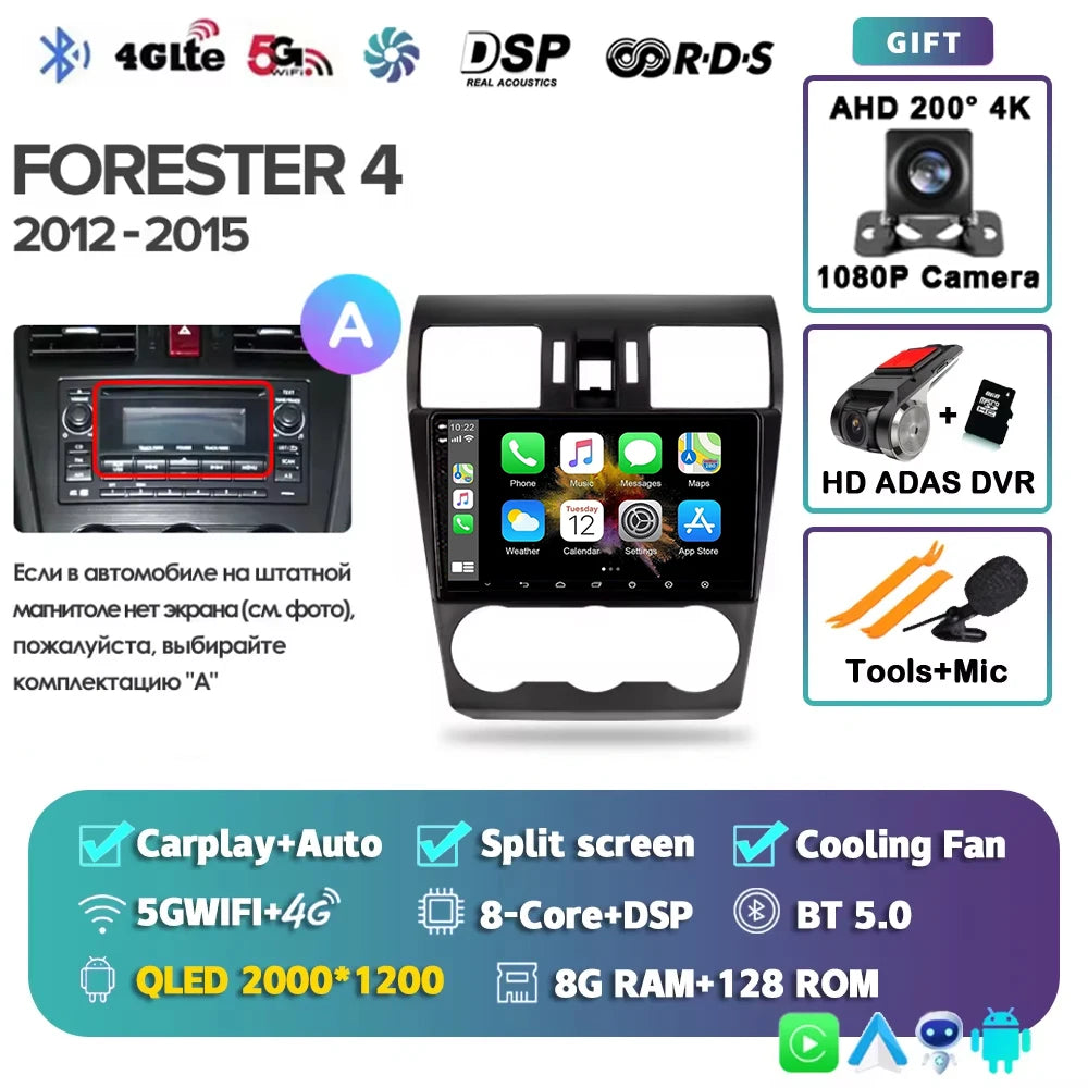 2K For Subaru Forester 4 SJ 2012 - 2015 Car Radio Multimedia Video Player Navigation stereo GPS Android 15 No 2din 2 din dvd