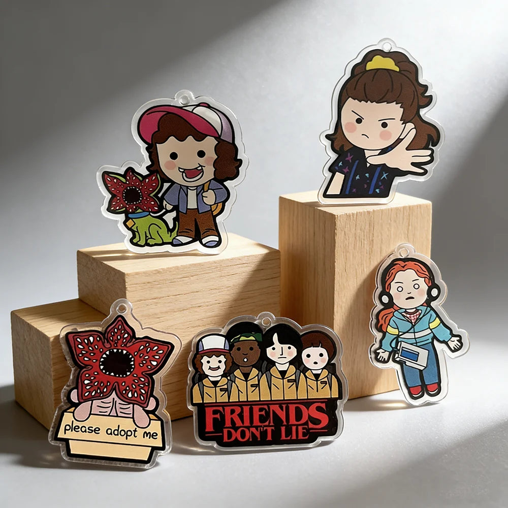 5PCS/Set King Demogorgon Cannibal Flower Acrylic Charms - Cute Horror Pendant for DIY Jewelry Making