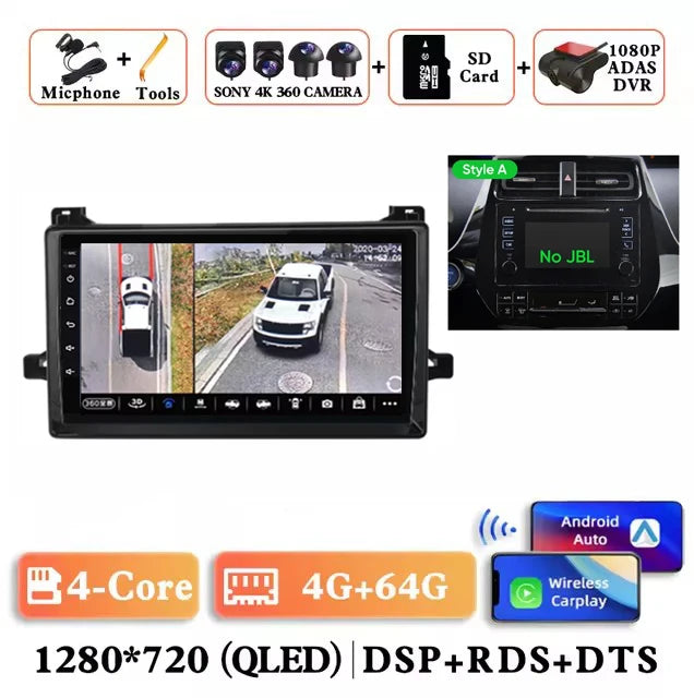 Android 15 Car Radio For Toyota Prius XW50 2015 - 2020 AI Voice Wireless Carplay Multimedia Video Player Navigation GPS Stereo