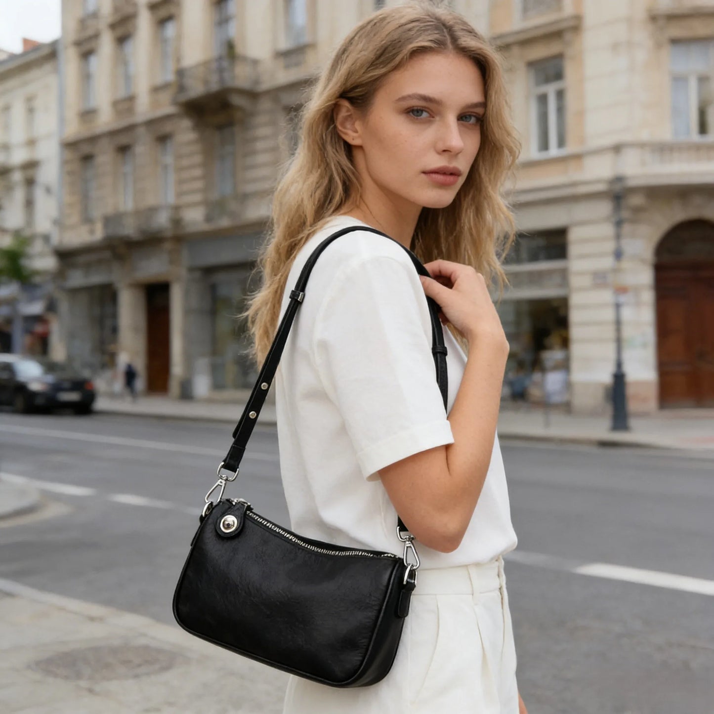 New Women's Fashion Genuine Leather Crossbody Bag Lightweight Shoulder Bag Daily Messenger Bag For Ladies Casual Commuter Gift