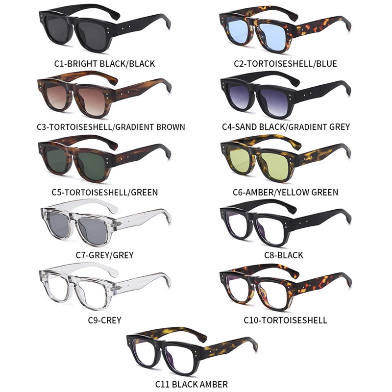 JNPCXI Ins Popular Fashion Cat Eye Sunglasses Women Retro Rivets Clear Gradient Shades UV400 Men Trending Sun Glasses