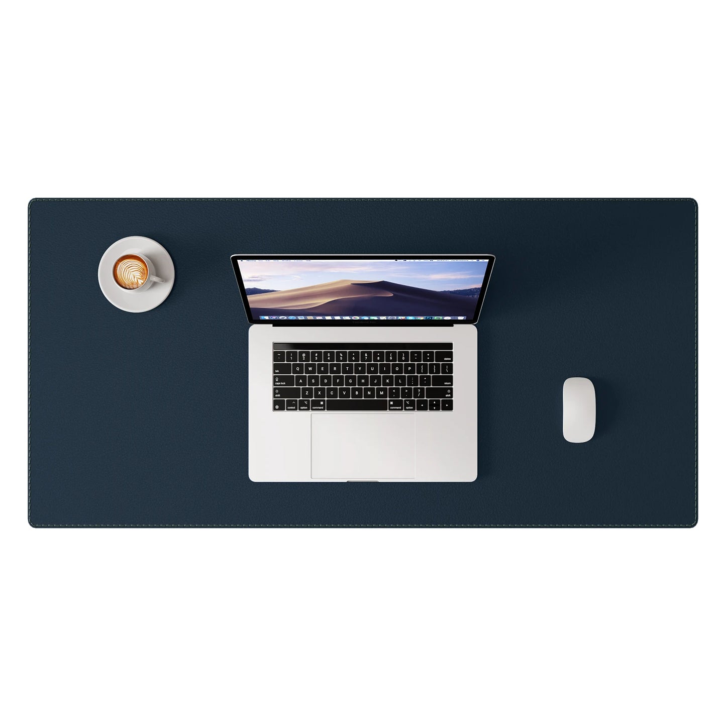 Stitched Edges PU Leather Office Desk Mat, Non-Slip Mouse Pad, Waterproof Desk Pad Protector for School Office Home