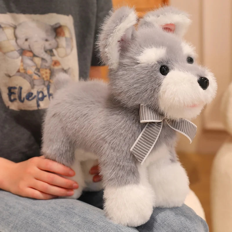 Hot sales Lovely Schnauzer Dog Plush Toy Soft Simulation Stuffed Animal Toys For Boys Cute Photo Props Girls Birthday Gift 30cm