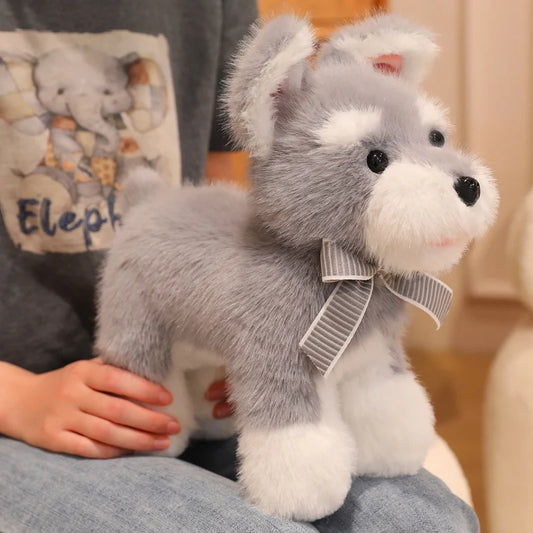 Hot sales Lovely Schnauzer Dog Plush Toy Soft Simulation Stuffed Animal Toys For Boys Cute Photo Props Girls Birthday Gift 30cm
