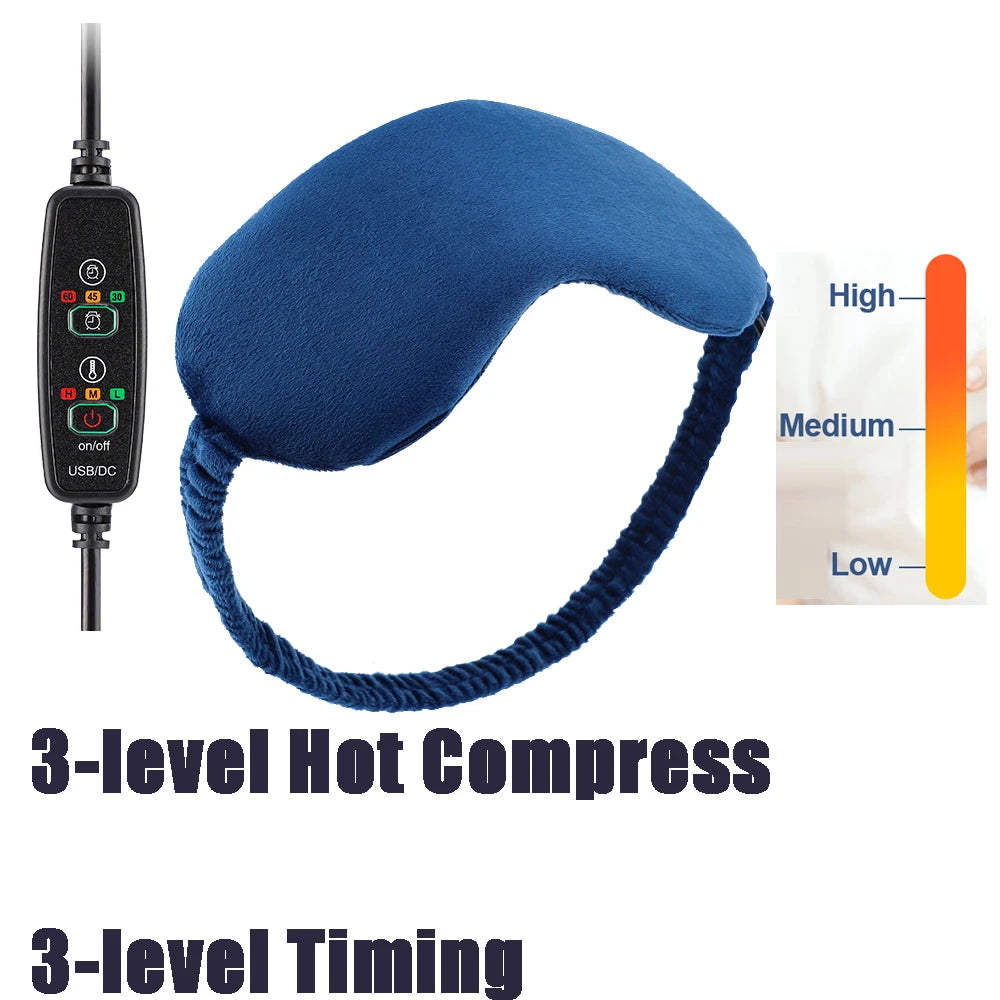 Electric Heated Eye Mask 3D Eye Mask for Dry Eyes Dark Circles Shading Sleeping Hot Compress Eye Mask Adjustable Sleep Eye Mask