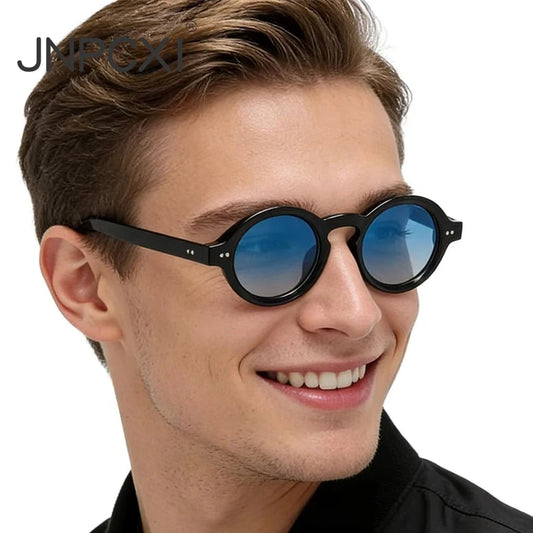 JNPCXI Retro Round Women Polarized Sunglasses Fashion Rivets Decoration Men Punk Shades UV400 Leopard Sun Glasses