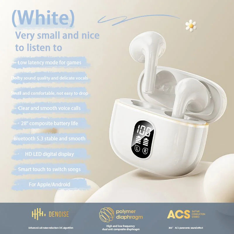 BMAD True Wireless Earphone Bluetooth 5.3 HiFi Stereo Headphones Battery Life Lasting Power Display For Iphone Samsung Huawei