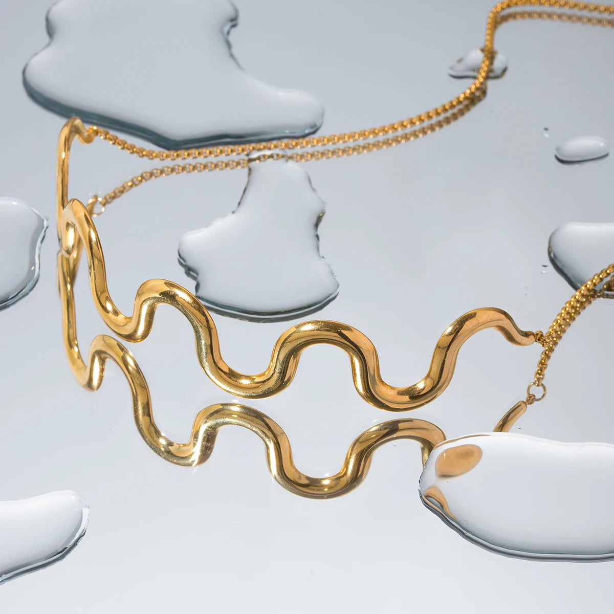 Uworld 18k gold color stainless steel wave pull-out necklace Women Statement Metal Plated Trendy Fashion 2023 Jewelry  목걸이