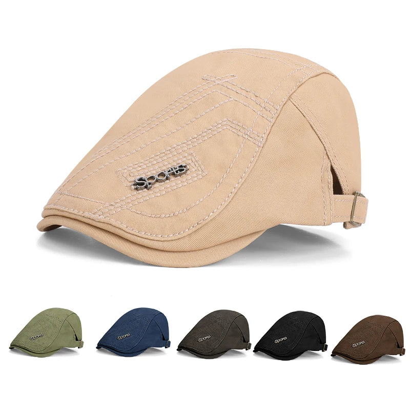 6166-Newmen's casualand fashionable summer-forwardhats,Britishretrobaseballcaps,painters'hats,sunprotectionandshadingbrimmedcaps
