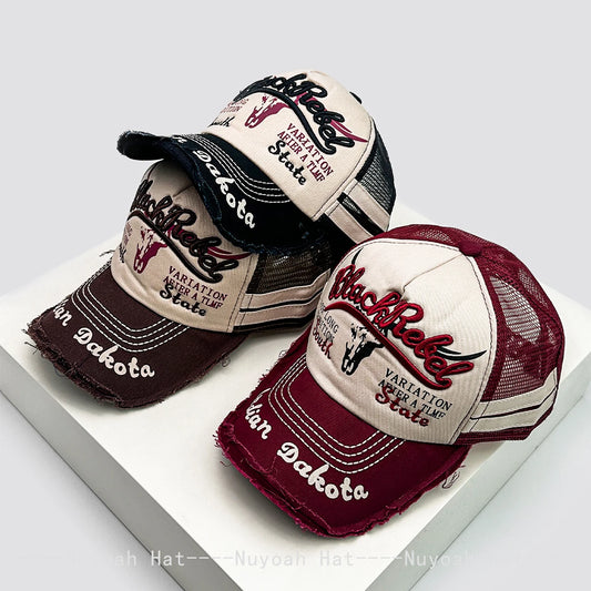 New Unisex Mesh Letter Embroidery Baseball Hats Sunshade American Style Breathable Trucker Cap Versatile Personal Fashion Street