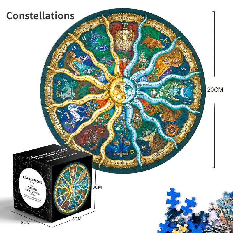 20*20cm 168 Pieces of Thickened Blue Cardboard New Mini Round Puzzle Ornament Adult Children's Toy Educational Toys