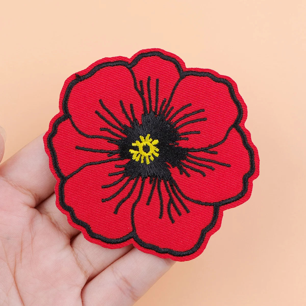 Red Flowers Iron On Patch Clothes Patch For Clothing Cute Embroidered Patch Garment Apparel Accessories Sewing Stickers