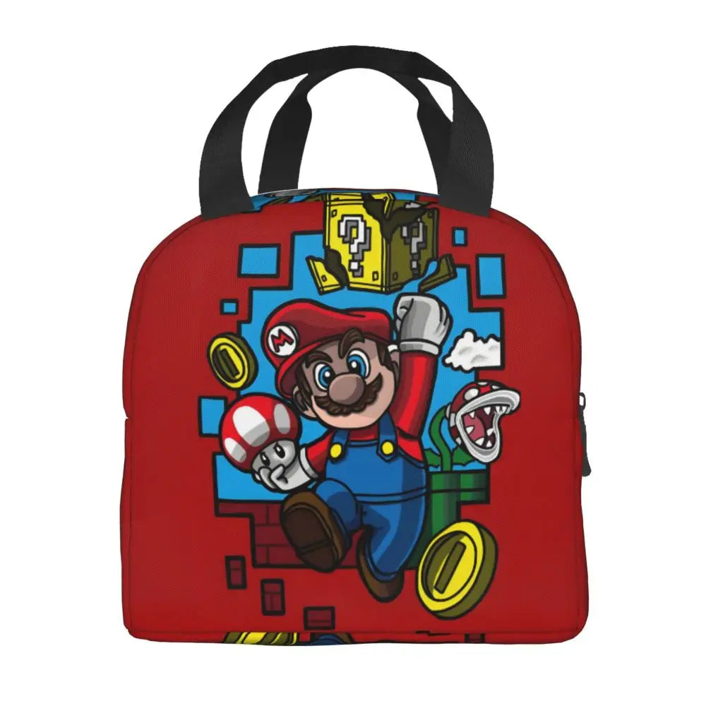 Custom Mario SuperBros Insulated Lunch Bag Reusable Thermal Cooler Lunch Box M15
