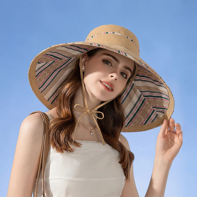 6180-New summer women's wide-brimmed sun hat. Children'sversion.Double-sidedwearable. Fishermanhat.Fashionableandversatilesunhat
