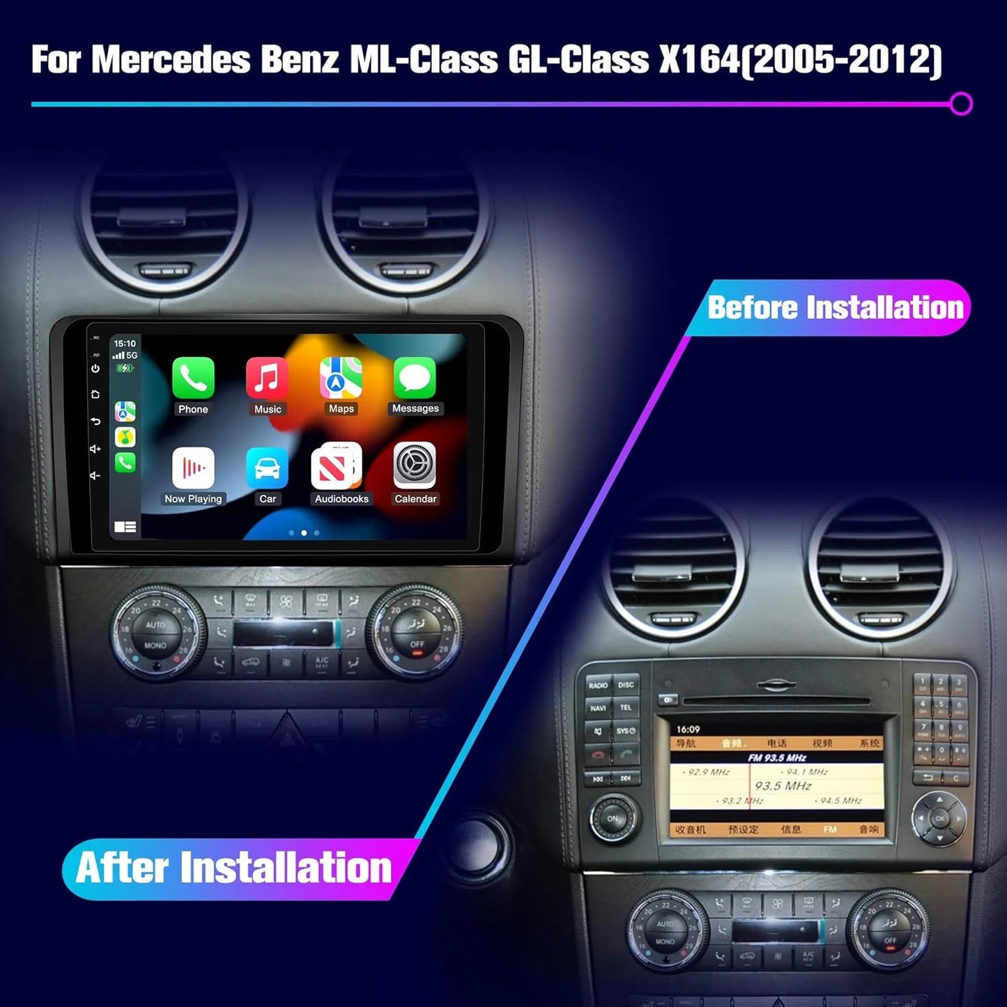 Carplay Auto Radio For Mercedes Benz ML GL W164 ML350 ML500 GL320 X164 GL350 Car Multimedia Player GPS Navigation