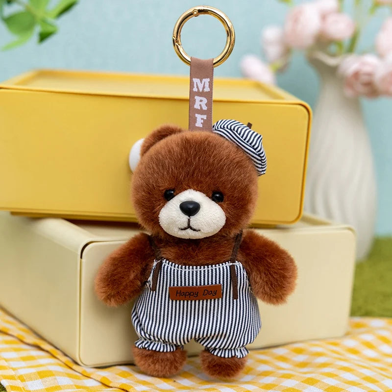 10cm New Kawaii Little Bears Pendant Plush Toy Stuffed Soft Animal Cartoon Bear Backpack School Bag Keychain Decor for Kids Gift