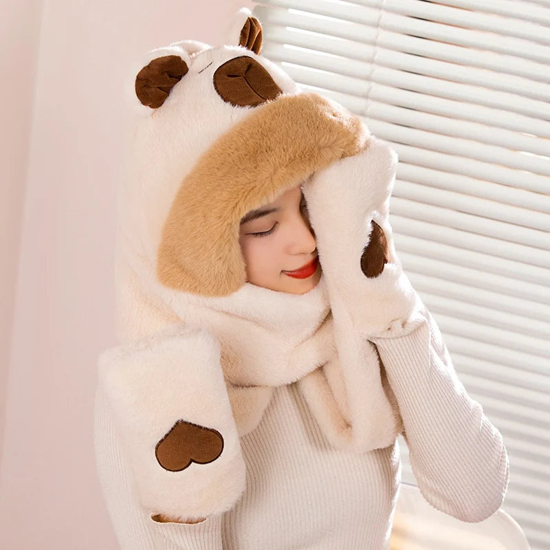 New Hight Quality Capybara Cartoon Scarf  Hat  Super Soft Stuffed Warm in winter Children Funny Girl Birthday Gifts