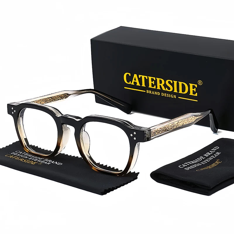 CATERSIDE New Square Flat Light Glasses for Men Women Retro TR Frame Eyeglass High-Quality Eyewear Minimalist Matching