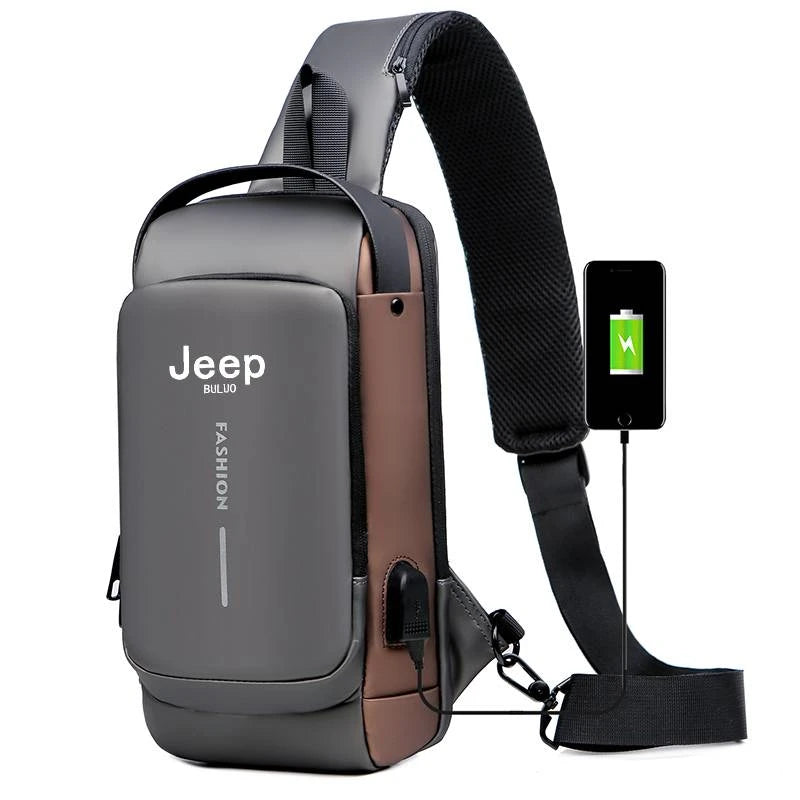 JEEP BULUO Men Chest Sling Bag Crossbody Shoulder Bag Travel Pack Anti-theft Bag