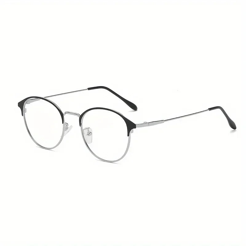 1 Pair of New Retro Metal Circular Eyeglass Frames for Men and Women's Fashion Glasses, Day and Night Dual-use