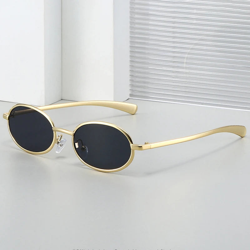 JNPCXI New Retro Small Oval Metal Sunglasses Women Silver Shades UV400 Fashion Gradient Men Punk Sun Glasses