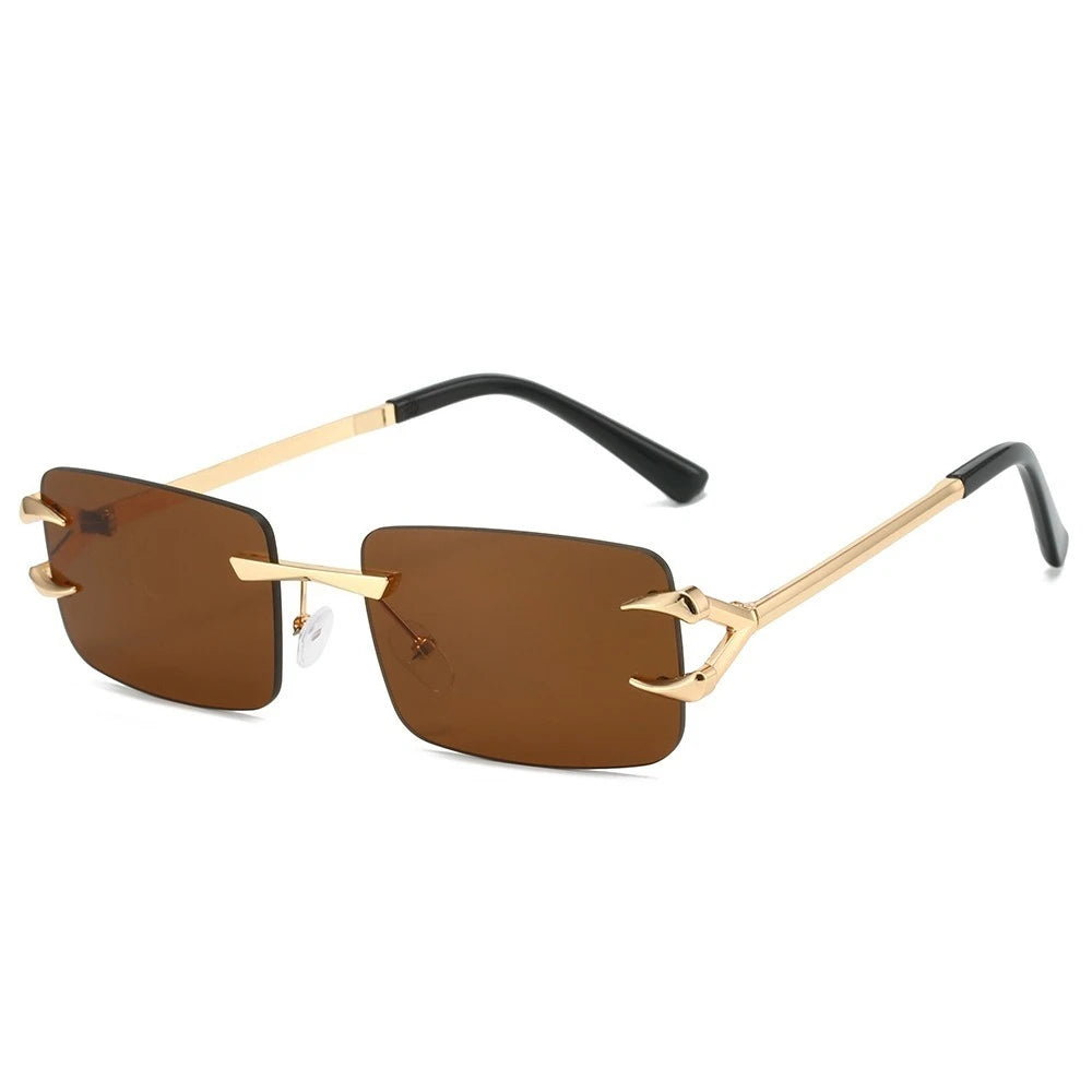New Frameless Sunglasses Fashionable and Simple Square Frameless Ocean Colored Sunglasses