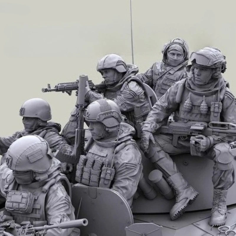 1: 35 Resin Model, US Special Forces Vehicle Mounted 7-person Model, Scene Layout, Unpainted State