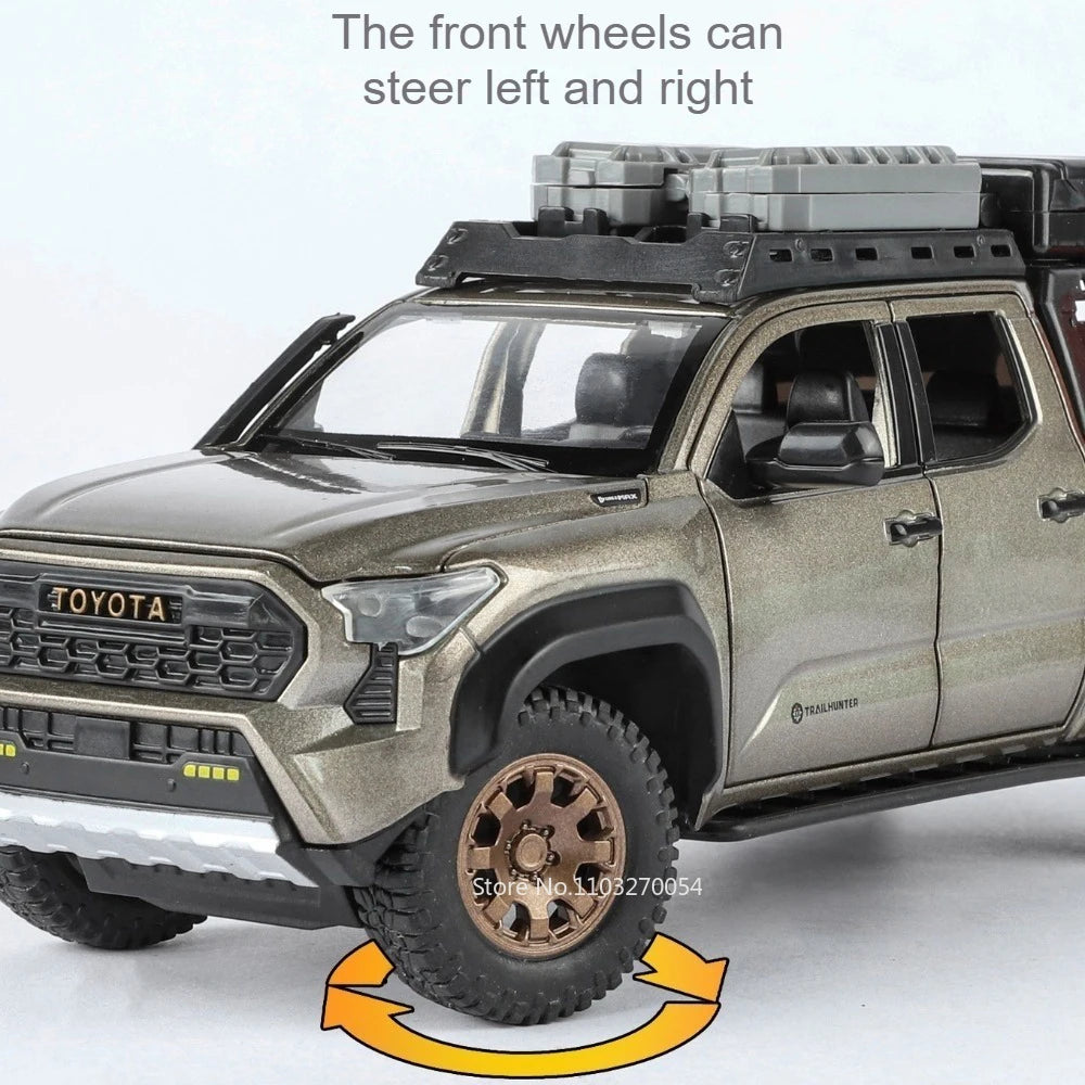 1:24 Tacoma Alloy Diecast Model Toys Cars Sound Light Pull Back Doors Opened Miniature Off-road Vehicles Decorations for Friends