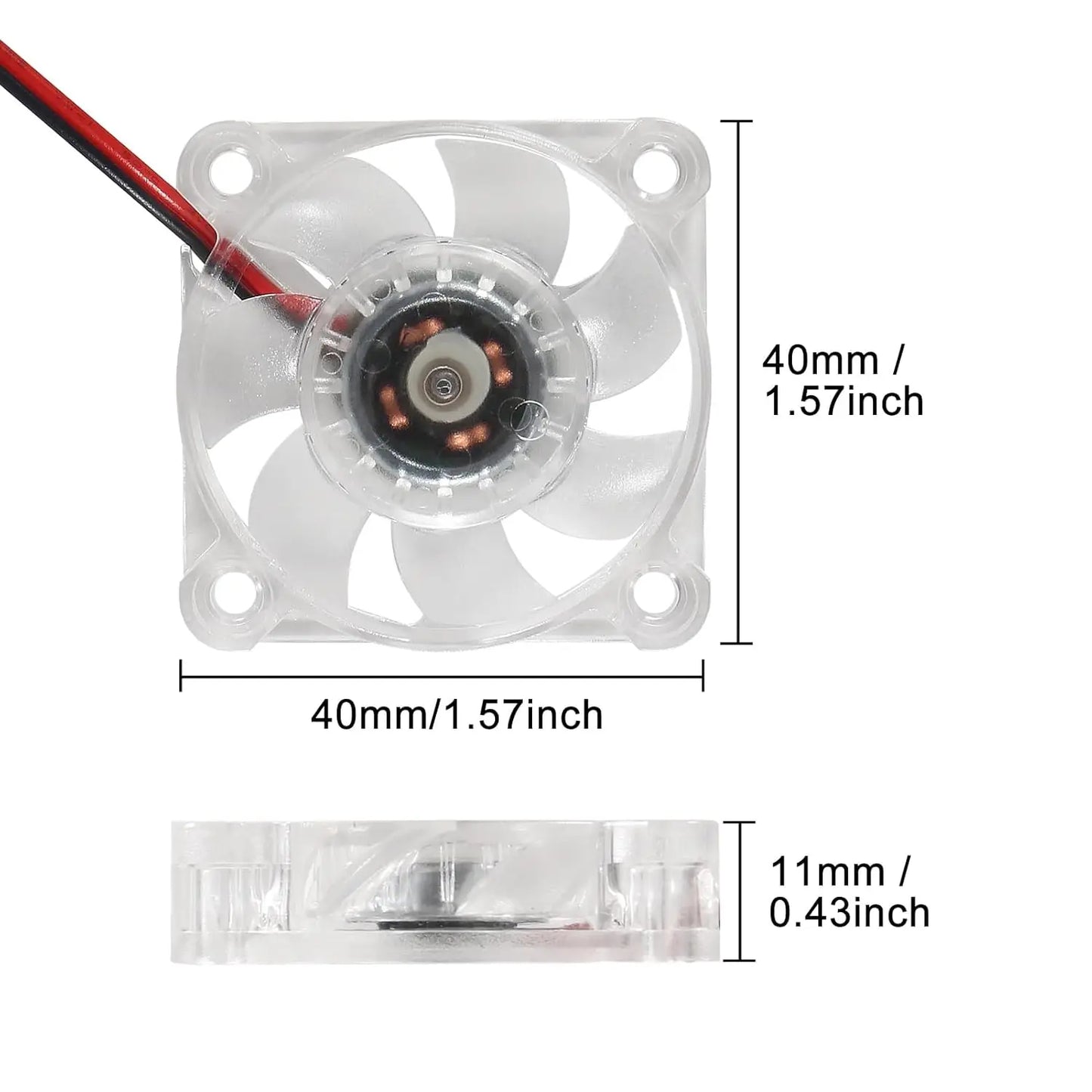 4pcs 4010 DC 12V Mini Brushless Cooling Fan 40x40x10mm Hydraulic Bearing Fan RGB LED with 2 Pin Terminal for 3D Printer, DVR, PC