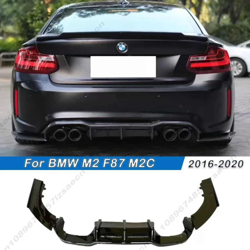 Car Rear Bumper Lip Diffuser Spoiler Side Splitters Apron Flaps Guard Gloss Black/Carbon Look For BMW M2 F87 M2C 2016-2020