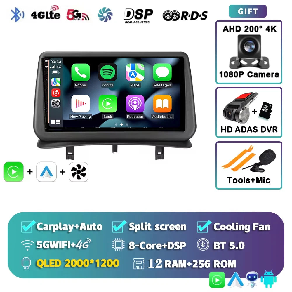 Android 15 Car Radio for Renault Clio 3 2005-2014 Wireless CarPlay Android Auto 4G Multimedia Player Navigation GPS 2din Autorad