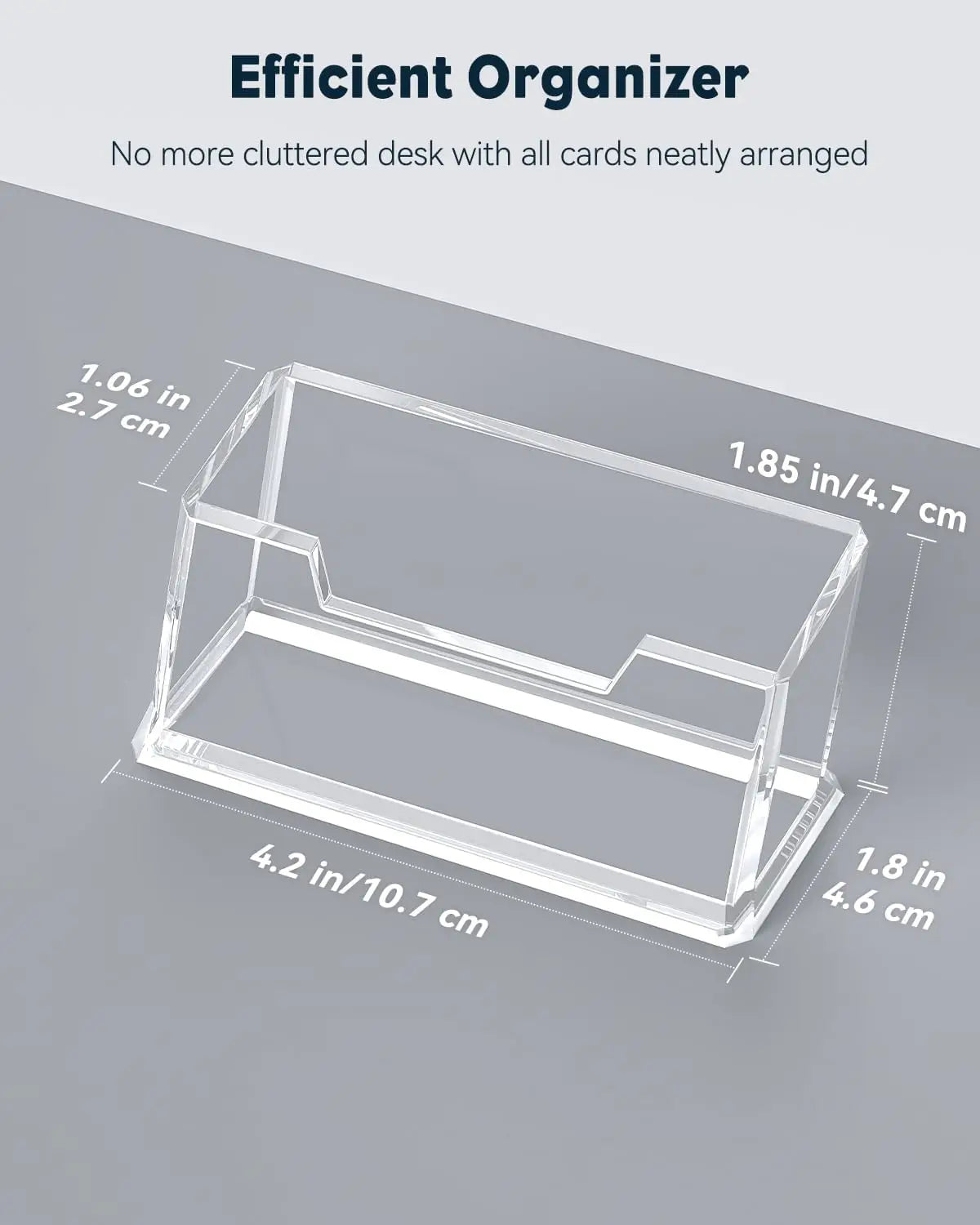 Clear Acrylic Desk Business Card Holder, 60 Card Capacity Display Stand, Office Home Exhibition Card Organizer for Men Women
