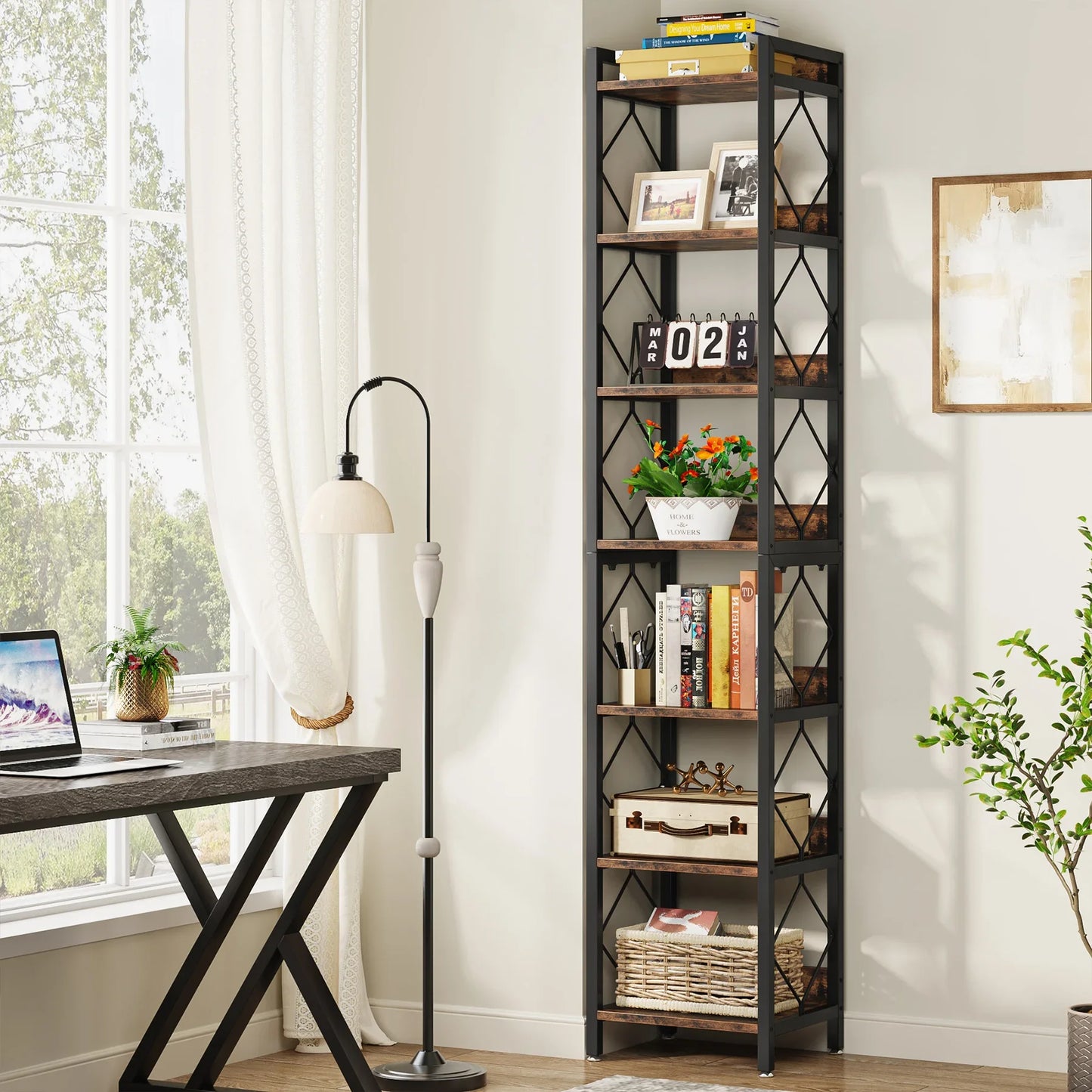 Tribesigns 78.7" Extra Tall Narrow Bookshelf, 7 Tier Freestanding Home Bookcase