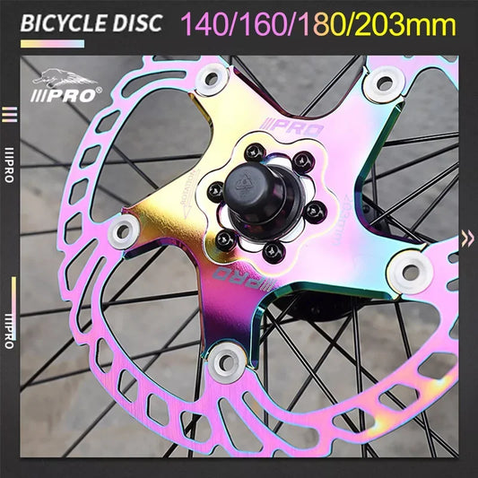 IIIPRO 140/160/180/203MM MTB Disc Brake Rotor 6 Bolts Bicycle Colorful Floating Brake Disc Rotors Mountain Road Bike Parts