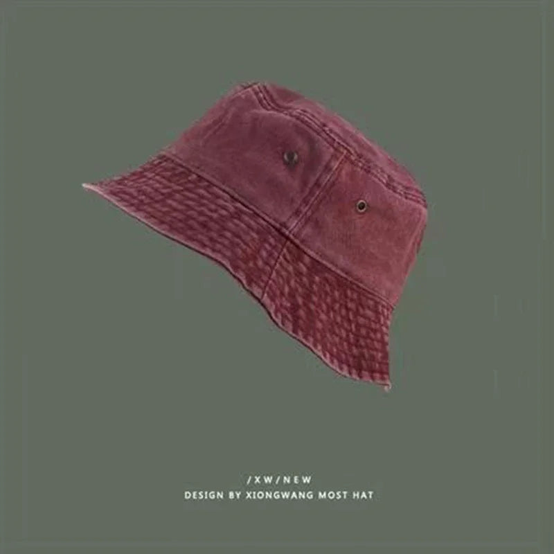 Fashion Washed Denim Hats Unisex Solid Vintage, Fisherman Protection Bucket Hats